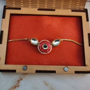 Metal Rakhi in Wooden Gift Box