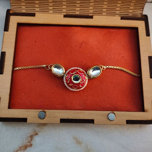 Metal Rakhi in Wooden Gift Box