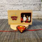 Super Man Rakhi with Wooden Photo Frame