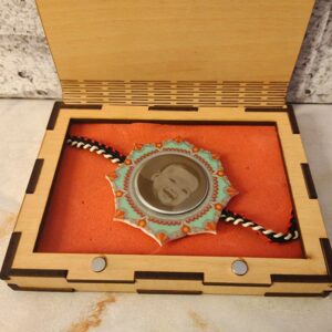 Personalized Rakhi with Wooden Gift Box