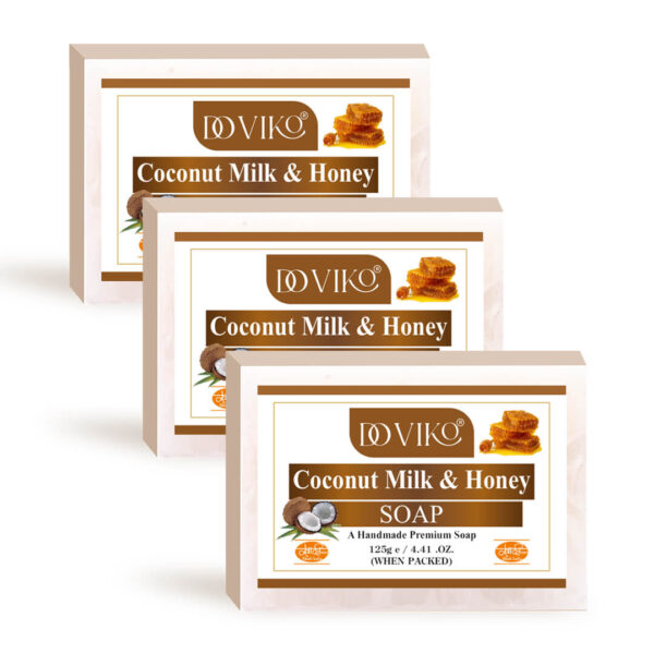 Doviko Pure Coconut Milk & Honey Soap - Pack of 3 (375gm)