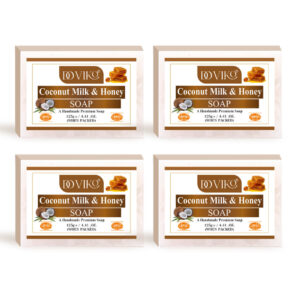 Doviko Organic Coconut Milk & Honey Soap - Pack of 4 (500gm)