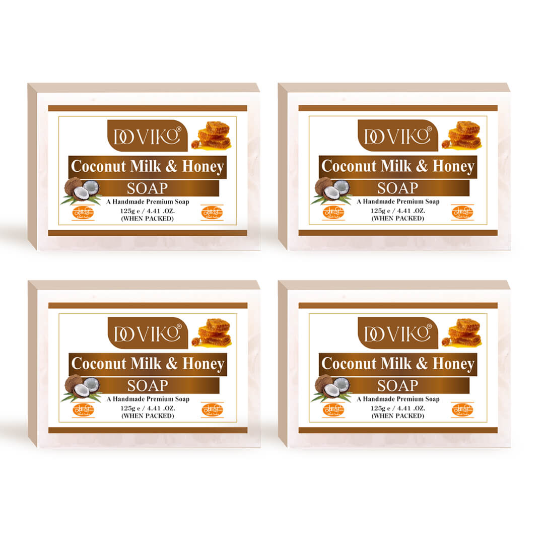 Doviko Organic Coconut Milk & Honey Soap - Pack of 4 (500gm)
