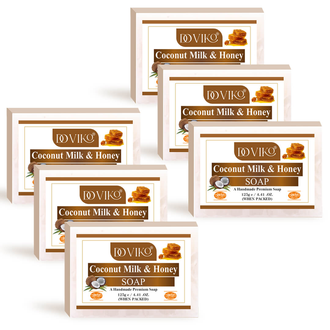 Doviko Organic Coconut Milk & Honey Soap - Pack of 6 (750gm)
