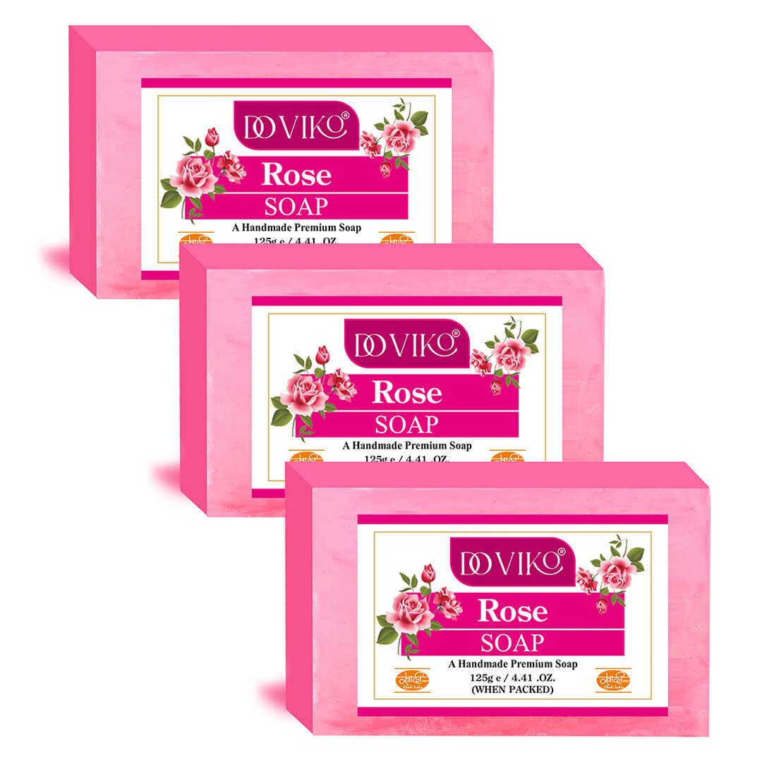 Doviko Natural Rose Soap - Pack of 3 (375gm)