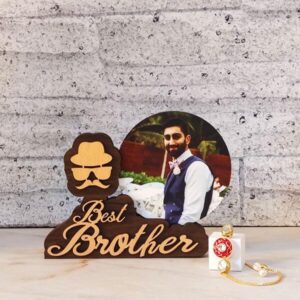 Stone Rakhi with Personalized Frame