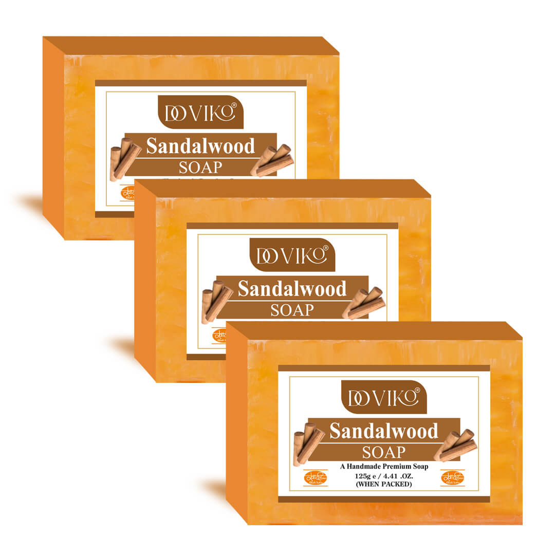 Doviko Natural Sandalwood Soap - Pack of 3 (375gm)
