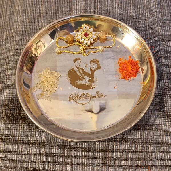 Stone Rakhi & Personalized Pooja Thali