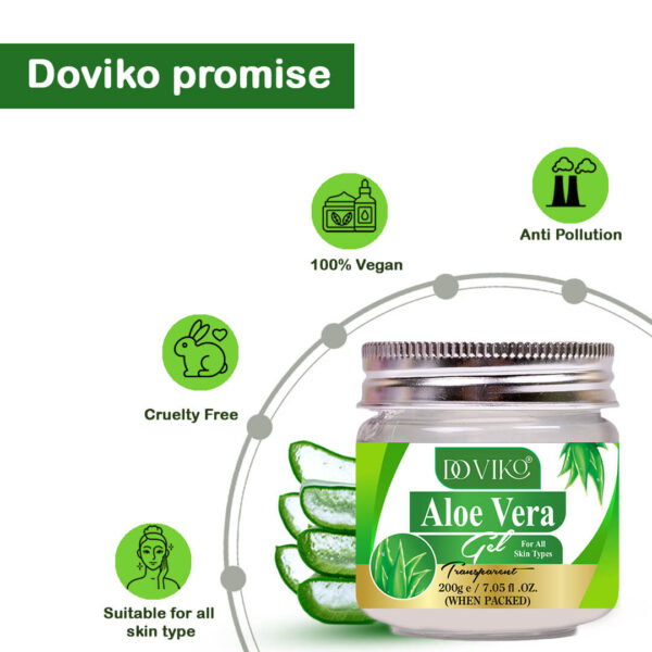 Doviko Organic Aloe Vera Transparent Gel for Hair & Skin - Promise