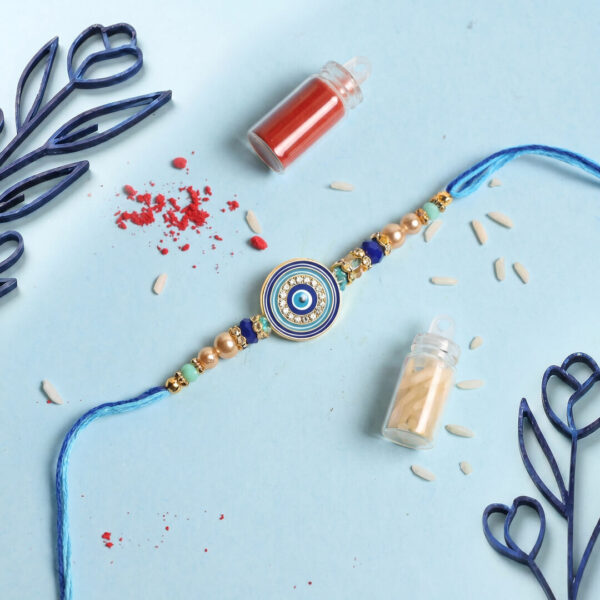 Evil Eye Beads Rakhi with Dry Fruits and Chocolates - 3rd Angle